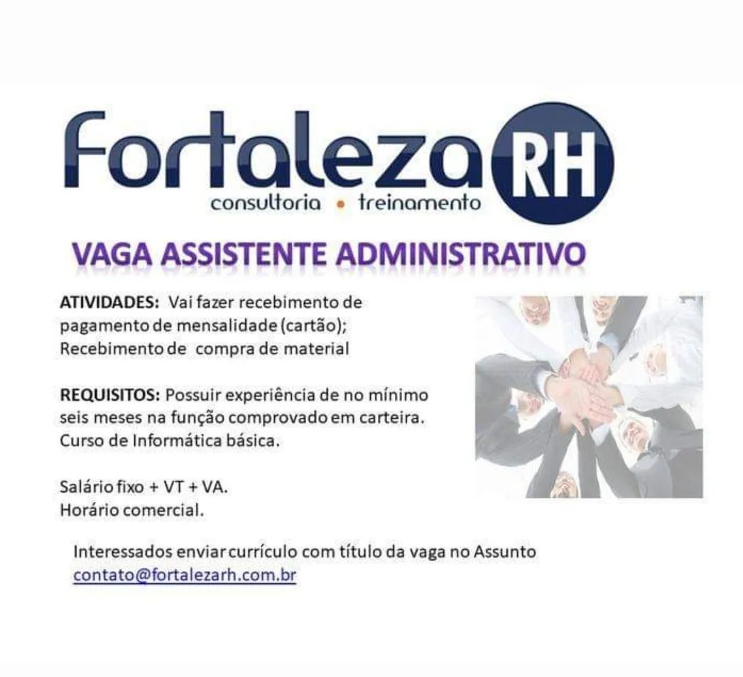 Vaga Assistente de RH em Fortaleza/Ce