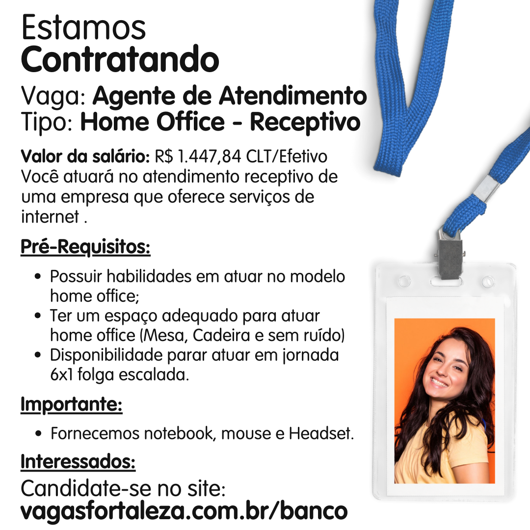 Agente De Atendimento Home Office Vagas Fortaleza